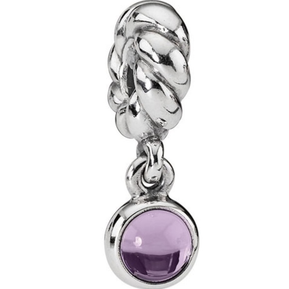 Pandora Amethyst Disk February Birthstone Rare Retired Bead Dangle Charm - Picture 1 of 6